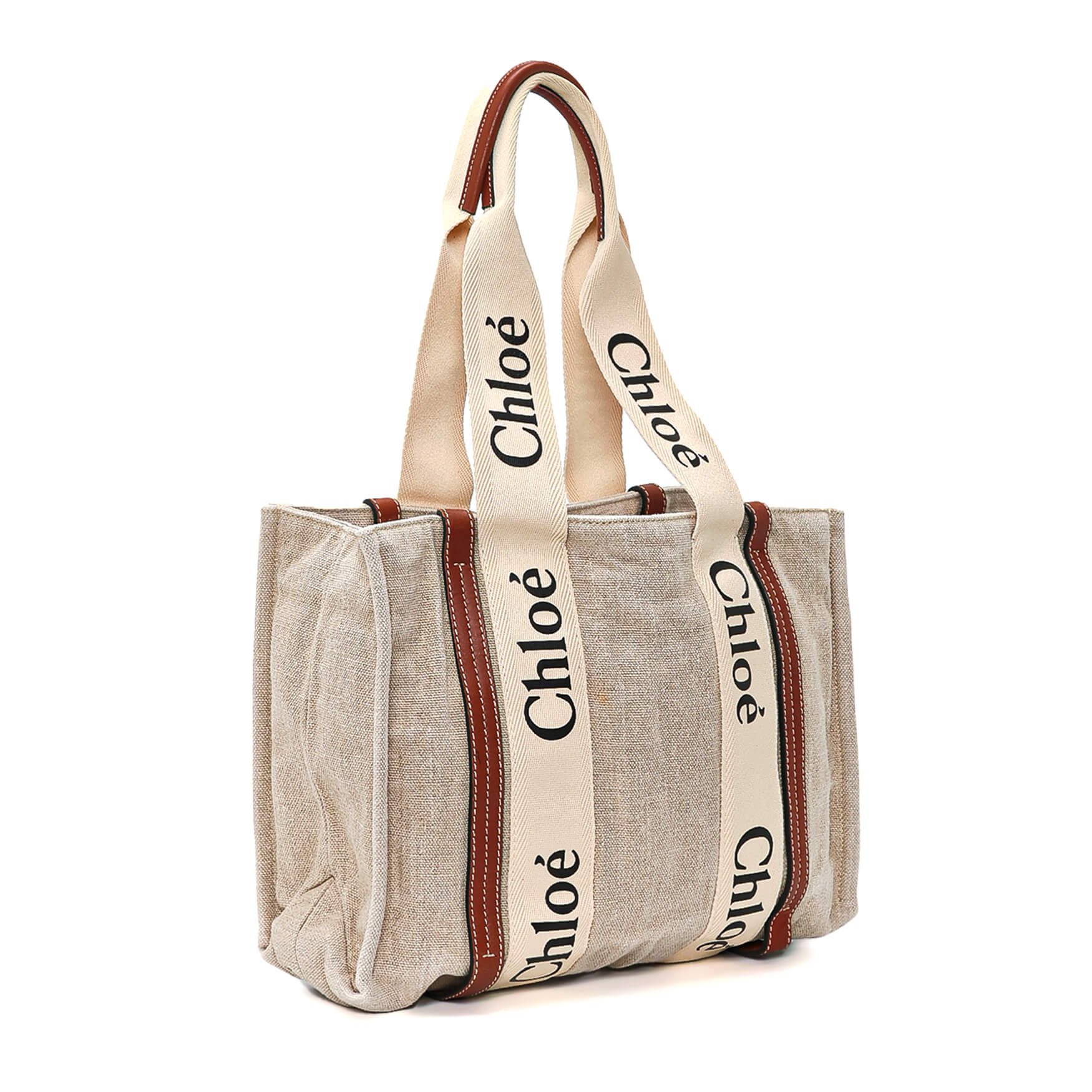 Chloe - Beige Canvas Chloe Logo Tote Bag